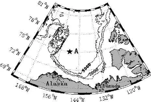 Fig. 2. Map of the Canada Basin in the Arctic Ocean. Isobaths are plotted using the ETOP data
