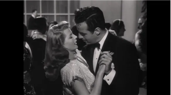 Figura 1. Gilda recusa o beijo do homem que usa para provocar ciúmes em Johnny.  