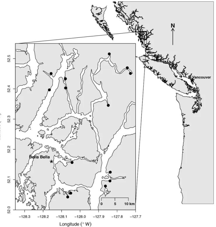 Fig 1. Study area in the vicinity of Bella Bella, on British Columbia ’ s central coast.