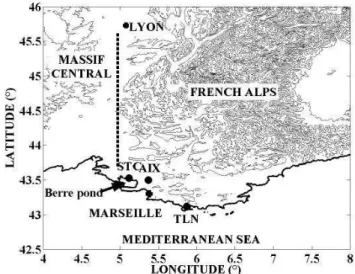Fig. 1. Map of surface wind and geopotential at 1000 hPa above 15