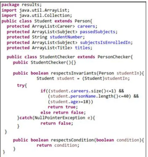 Fig. 5.Student class and its internal checker. 