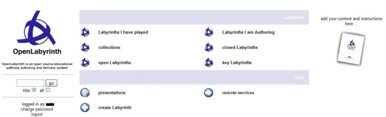 Figure 2. Open Labyrinth interface 