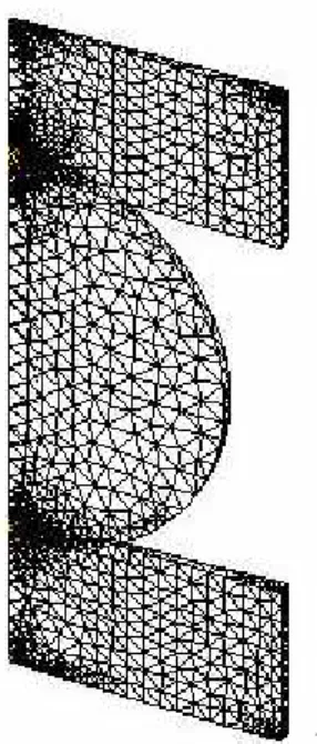 Fig. 5a. Sphere–plate contact model  Fig. 5b. Meshing of the model 