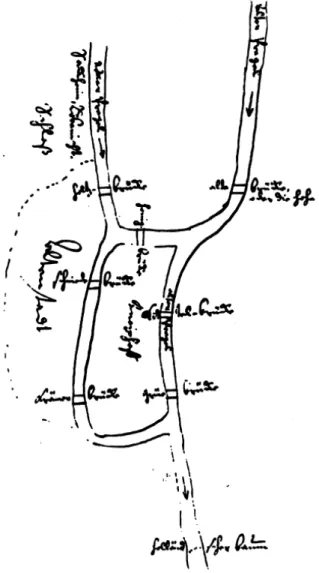 Figura 2: Esboço do mapa da cidade enviado a Euler   Fonte: Sachs, Stiebitz e Wilson (1988, p