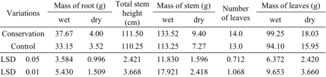 Table 5. Influence of application of new types of machines on important  morphological features in the late vegetative stage of maize