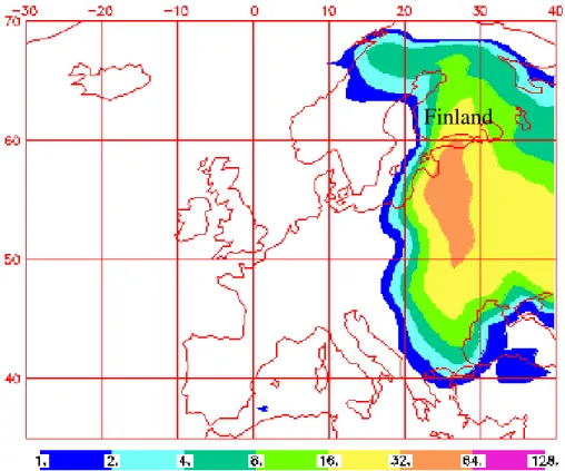 Fig. 5. NAAPS model results showing surface smoke concentrations for the strongest stage of EPI-3 (6 September 2002).