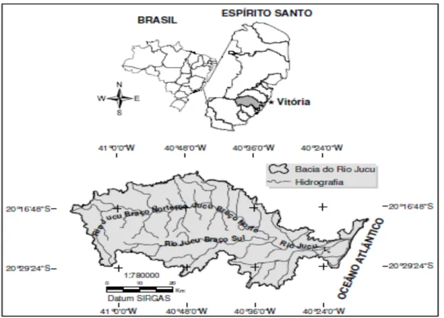 FIGURA   1   -­‐   Localização   Geográfica   da   Bacia   Hidrográfica   do   Rio   Jucu