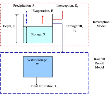 Figure 3. Interception and runoff model. 