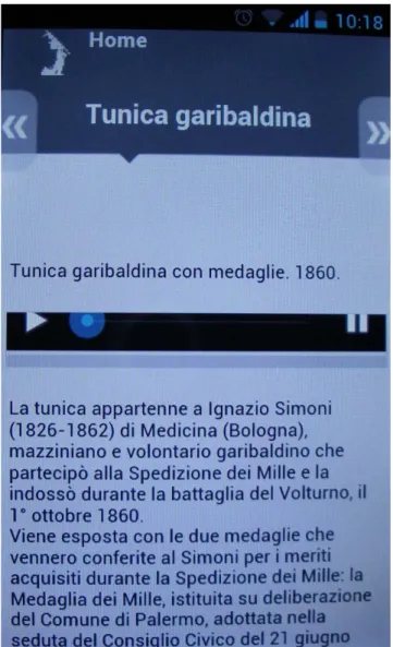 Figura 4.1 – Exemplo de uma visualização no telemóvel após a leitura de um Código QR do Museo Civico del  Risorgimento