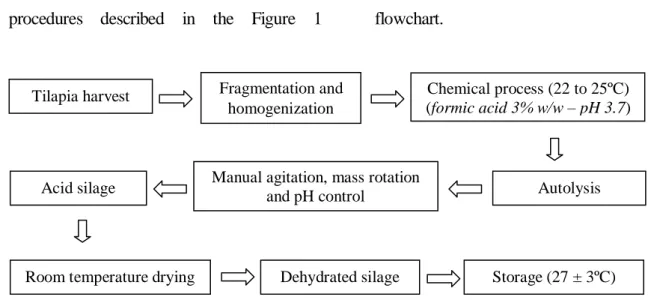 Figure 1. Flowchart of the processing for the production of acid silage of Nile tilapia harvest