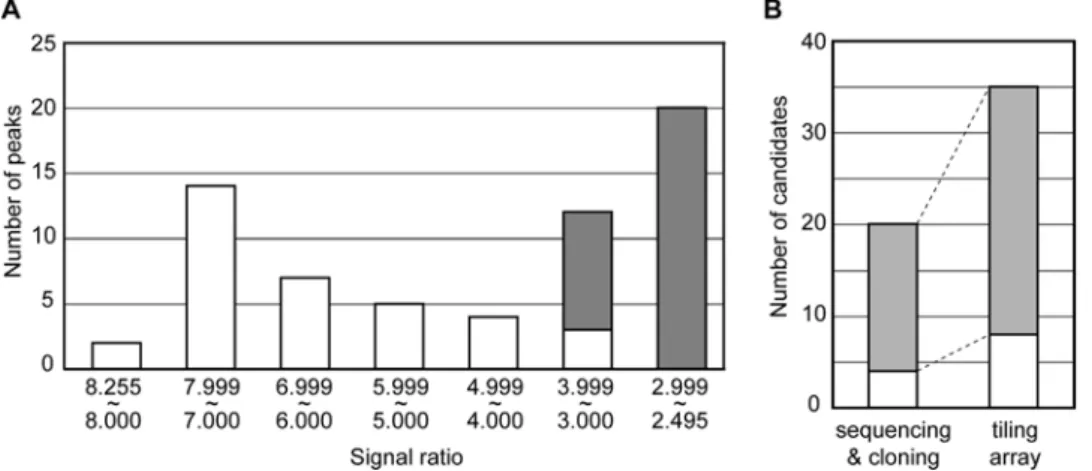 Figure 2. Data from the tiling array. (A) The top 10% candidates were confirmed by real-time PCR