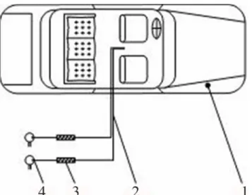 Fig 2. Schematic diagram of the experimental system. (1) tested car; (2) sampling catheter; (3) Tenax-TA tube; (4) sampling pump.