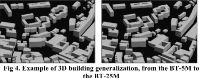 Fig 4. Example of 3D building generalization, from the BT-5M to  the BT-25M 