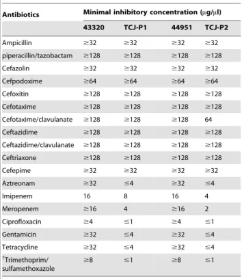 Table 1. Antimicrobial susceptibility test among bla NDM-1 carrying isolates and their transconjugants.
