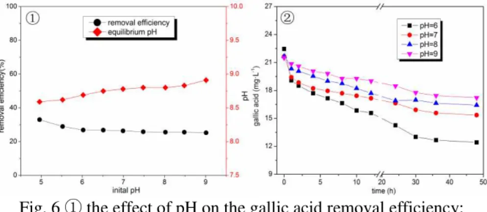 Fig. 6 ķ the effect of pH on the gallic acid removal efficiency;  