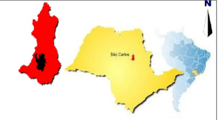 Figura 4: Localização de São Carlos no Estado de São Paulo e do Jardim Gonzaga dentro da cidade de  São Carlos 