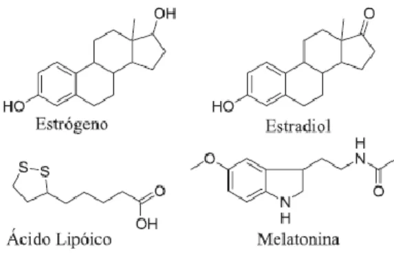 Figura 12. Estrutura química de alguns dos antioxidantes cutâneos sintetizados  in vivo (Retirado de Guaratini et al., 2007) 