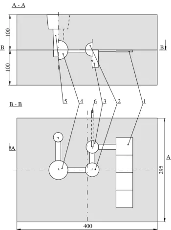 Fig. 1. The scheme of elements spacing inside the mould:  