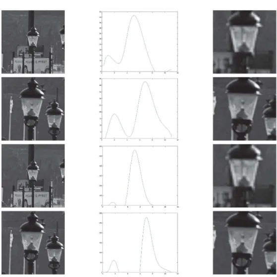 Figure 14 illustrates an application of this idea to three images taken as different oblique views of a wall covered with posters.