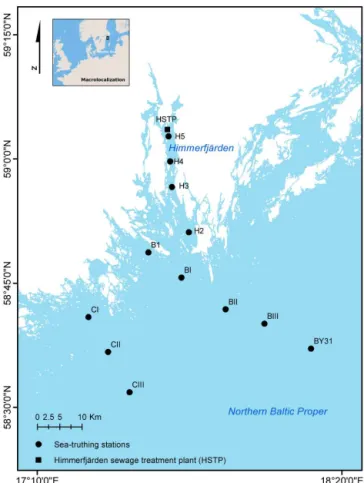 Figure 1. Himmerfjärden is the region of interest, where sea- sea-truthing campaigns were performed in 2008 and 2010