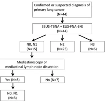 Table 2. Mediastinal lymph nodes examined by endobronchial ultrasound-guided transbronchial needle aspiration (EBUS-TBNA) and transesophageal bronchoscopic ultrasound-guided fine-needle aspiration (EUS-FNA-B/E).