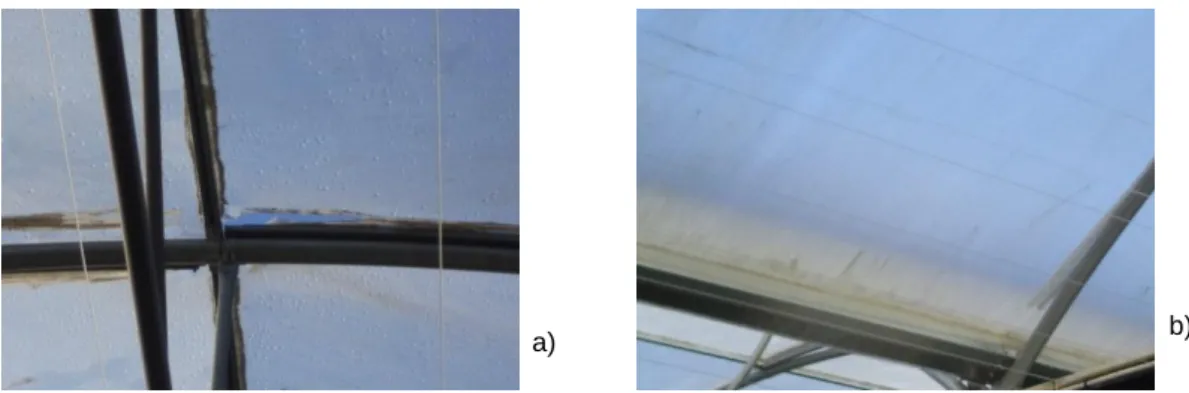 Figura 23 Imagens de plásticos com e sem condensação: a) Com condensação; b) Sem condensação  (Fonte: O autor) 