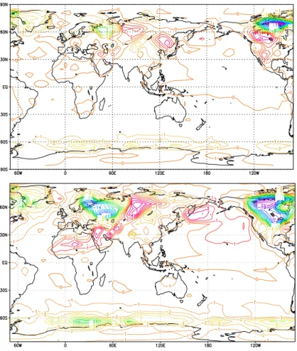Fig. 3. Di ff erence in July surface temperature ( ◦ C) at 506 ka BP between experiments with and experiments without NA and EA ice sheets