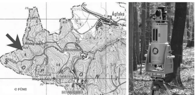 Figure 1. Hidegvíz-völgy forest reserve  Figure 2. LMS–Z420i laser scanner  Reference measurements including tree position, species, diameter at breast height, and  tree height were collected with traditional instruments to verify the models