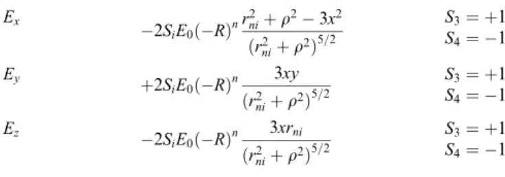 Table 3. Layer-1 secondary field terms for the HED E x ÿ 2S i E 0 ÿ R  n r 2 ni  q 2 ÿ 3x 2  r ni2  q 2  5 = 2 S 3   1S4 ÿ1 E y  2S i E 0 ÿ R  n 3xy  r 2 ni  q 2  5 = 2 S 3   1S4 ÿ1 E z ÿ 2S i E 0 ÿ R  n 3xr ni  r 2 ni  q 2  5 = 2 S 