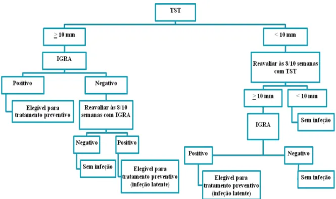 Figura 2 – Fluxograma para interpretação do TST e IGRA em individuos adultos imunocompetentes  