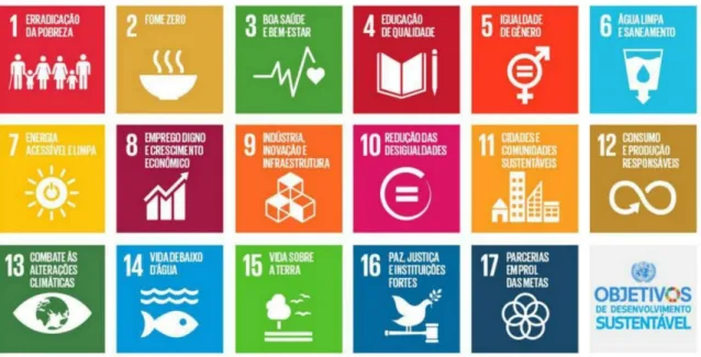 Figura 17 - Os 17 Objetivos de Desenvolvimento Sustentável (ONU, 2019)