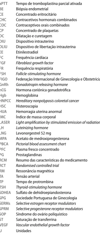 FIGO  Federação Internacional de Ginecologia e Obstetrícia GnRh  Gonadotropin releasing hormone