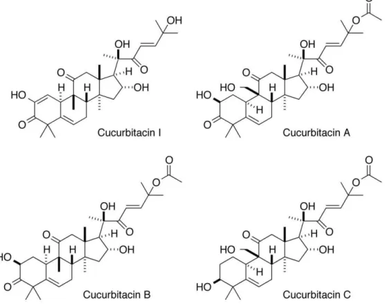 Figure 1. Structures of cucurbitacins examined in this study.