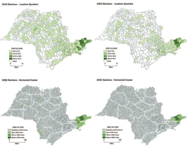 Figure 3. LQs and HCs maps for Francisco Marcelo Ortiz (PV)  Source: Own elaboration based on TSE data