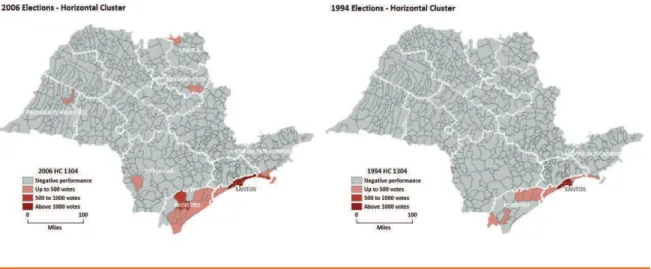 Figure 4. LQs and HCs maps for Telma de Souza (PT)  Source: Own elaboration based on TSE data