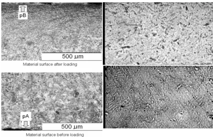 Figure  4  shows  images  of  material  structure  of  two  wheel  tyres  (one  new  and  one  used)  upper  layers,  as  well  as  corresponding  photos  of  domain  structures