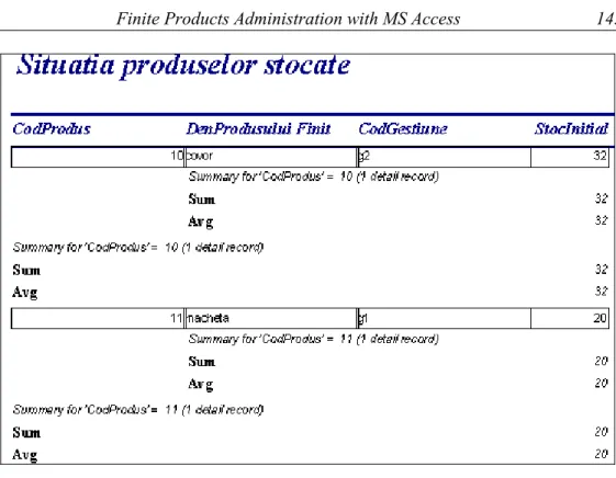 Figure 5. Different end situations displayed with a report 