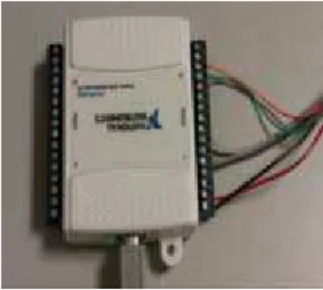 Fig. 2: DAQ 6009 hardware and the pin arrangement 