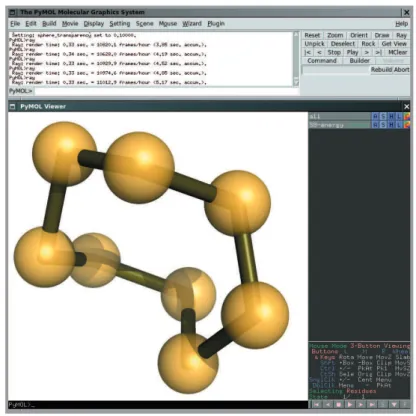 Fig. 9. PyMOL console and main window with raytraced image