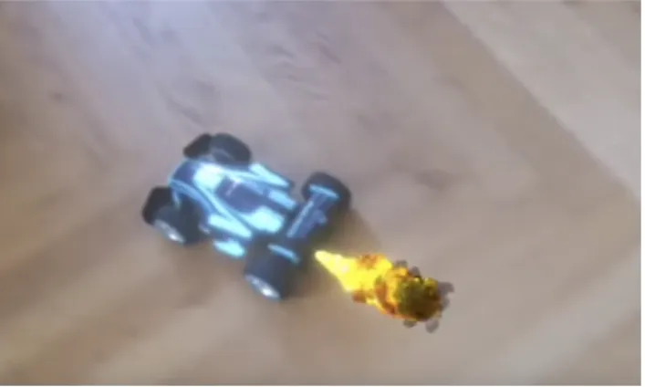 Figure 2: Desired Effect of Real World Toy Car With AR  Effect Attached To It 