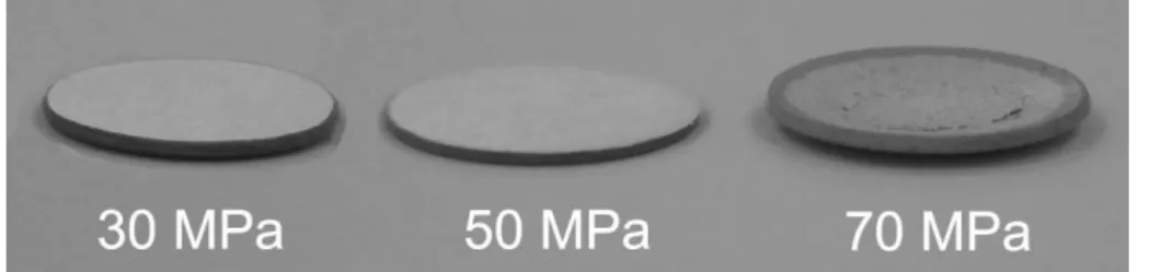 Fig. 1.  Anode-supported SDC electrolyte laminated at different pressures 