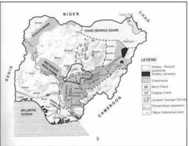Fig. 1 Geological Map of Nigeria ShowingLocation of the  Study Area. 