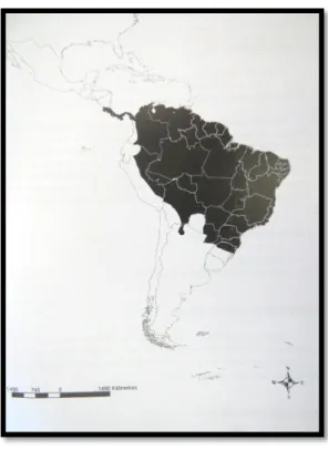 Figura E: Distribuição geográfica das duas espécies de gato-do-mato (Leopardus tigrinus e L