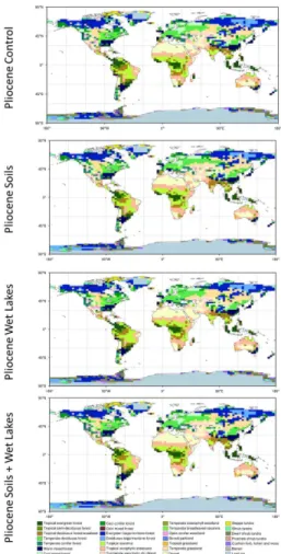 Fig. 5. The predicted biomes for the Late Pliocene soils and lakes experiments.