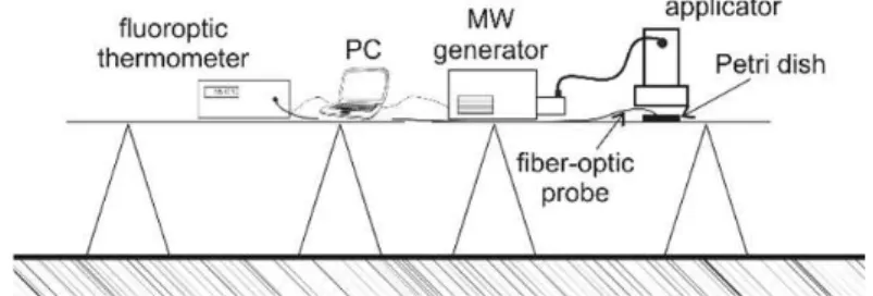 Fig 1. Set-up scheme of the microwave treatment system used for the laboratory tests. 