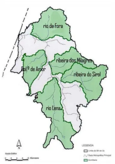 Figura 2 - Bacia Hidrográfica do rio Lis e principais afluentes   (Fonte: Vieira, 2007) 