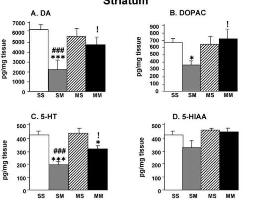 Figure 2 shows the effects of METH on the concentrations of DA, DOPAC, 5-HT, and 5-HIAA in a region of the ventral