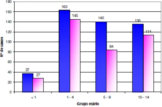 Figura  3-  Distribuição de casos por grupo etário. Adaptado de (RORENO,  2006) 