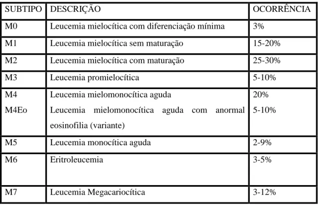 Tabela 2- Classificação morfológica das LMA. Adaptado de (Carneiro, F., 2007) 