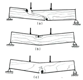 Figura 1: Tipos de rotura à flexão de madeira maciça  sem defeitos 